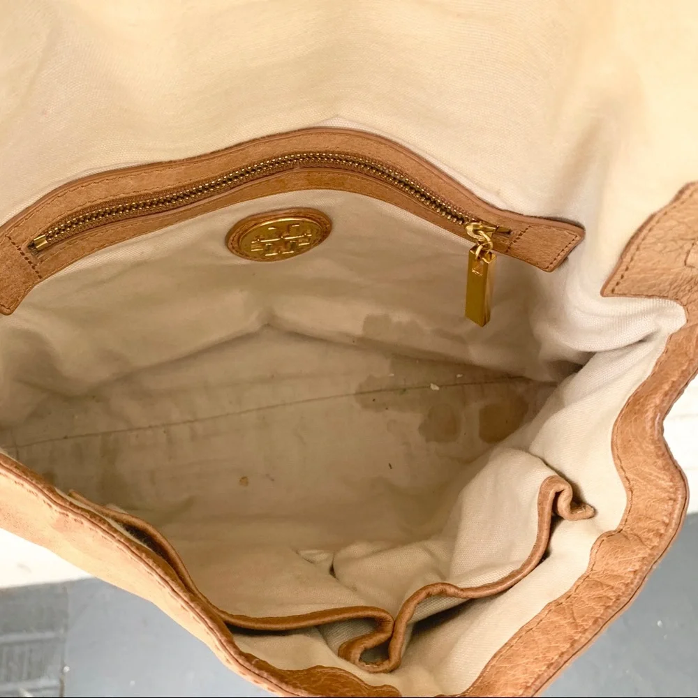 Tory Burch Tan Patterned Gold Chain Shoulder Bag